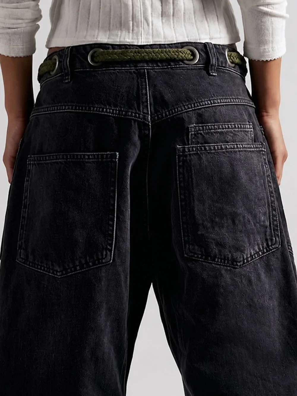 Free People Moxie Pull On Patch Barrel Jeans